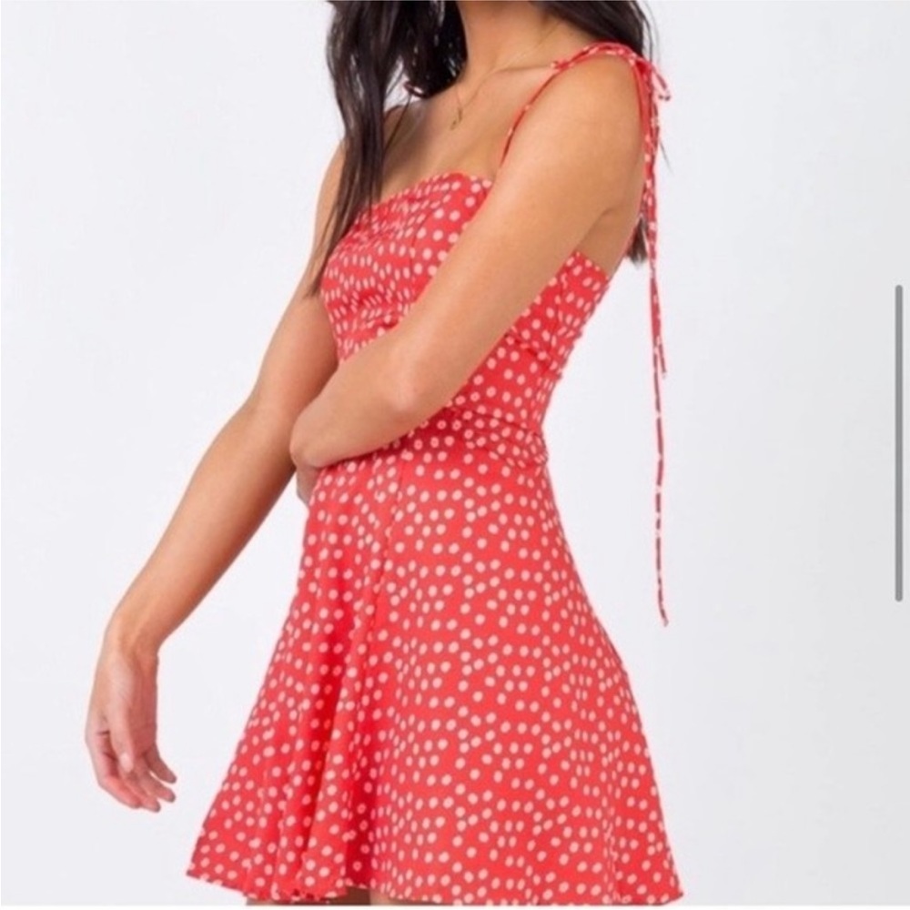 Princess Polly Westwood Valley Red Floral Daisy Dot Tie Strap Mini Dress 2